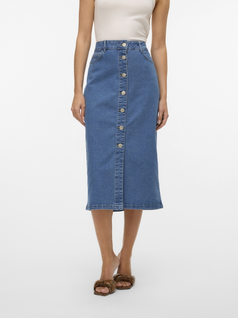 Φούστα τζιν μίντι με κουμπιά Vero Moda 10331366