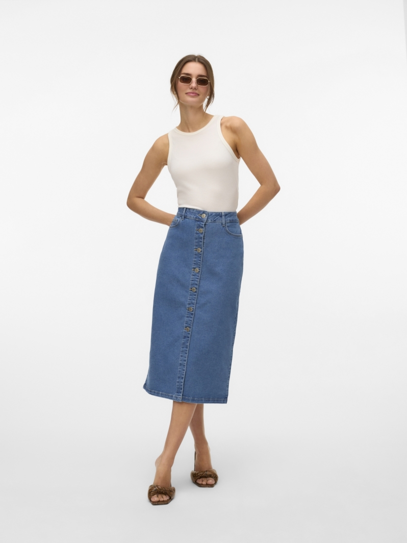 Φούστα τζιν μίντι με κουμπιά Vero Moda 10331366