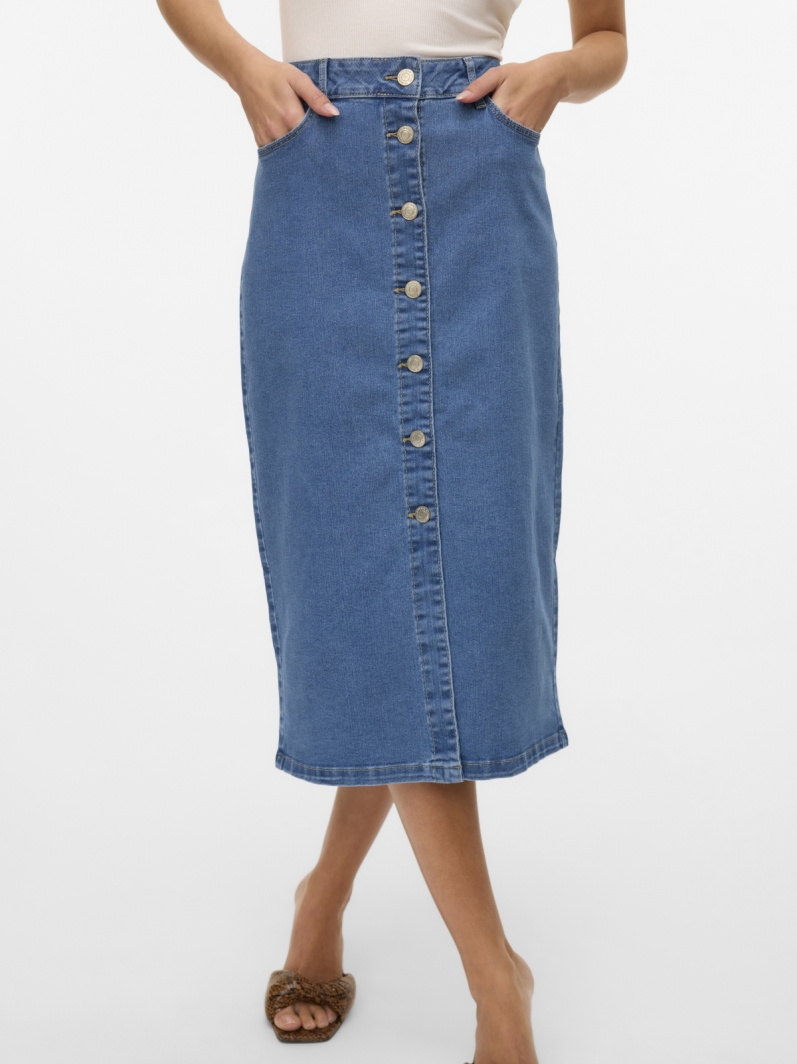 Φούστα τζιν μίντι με κουμπιά Vero Moda 10331366