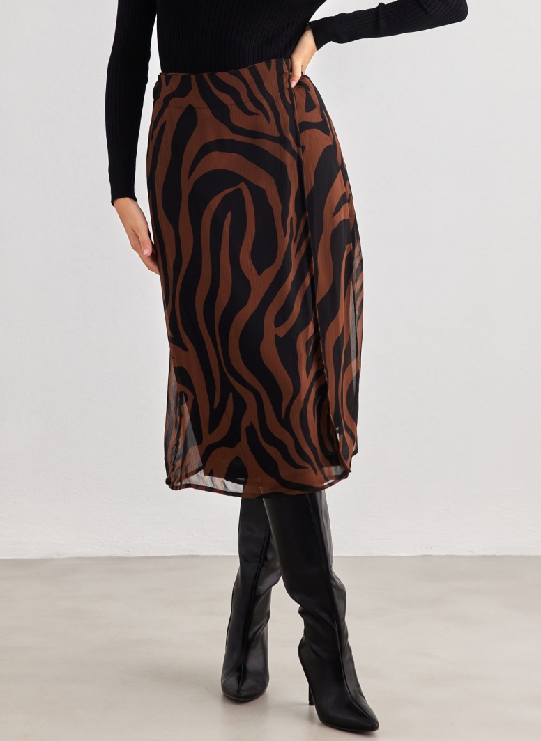 Φούστα wrap μίντι με print Pieces 17145935
