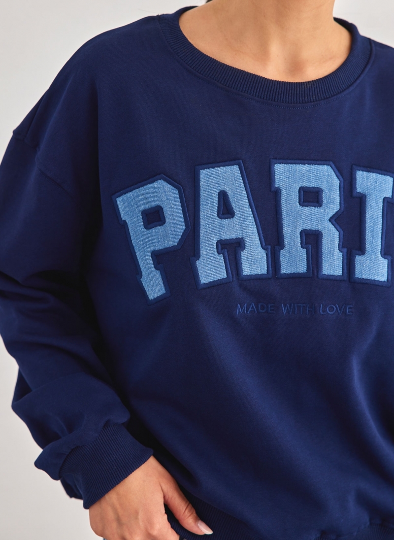 Φούτερ με ντενιμ στάμπα PARIS