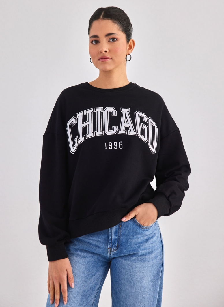 Φούτερ με ραφτή στάμπα CHICAGO