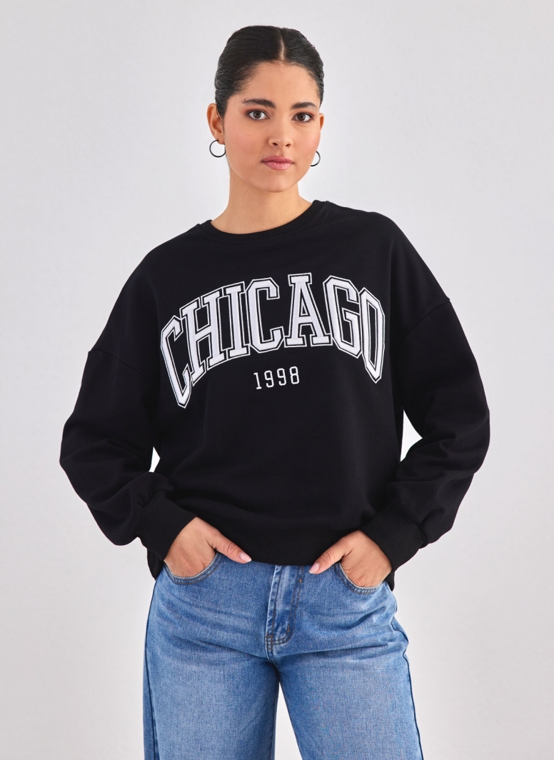 Φούτερ με ραφτή στάμπα CHICAGO