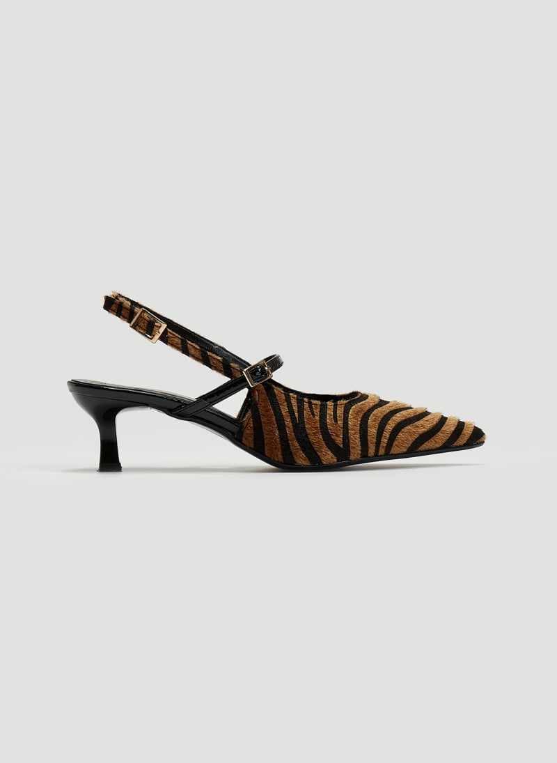 Γόβες μυτερές slingback από συνθετικό ponyskin TFP