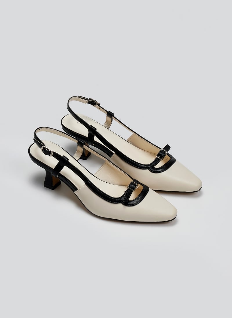 Γόβες μυτερές slingback με διχρωμία