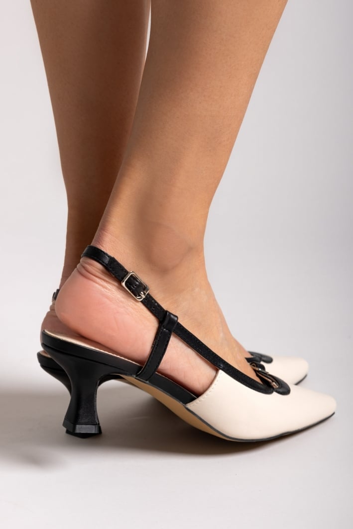 Γόβες μυτερές slingback με διχρωμία