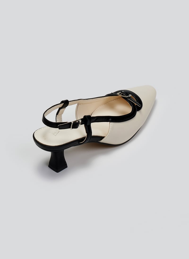 Γόβες μυτερές slingback με διχρωμία