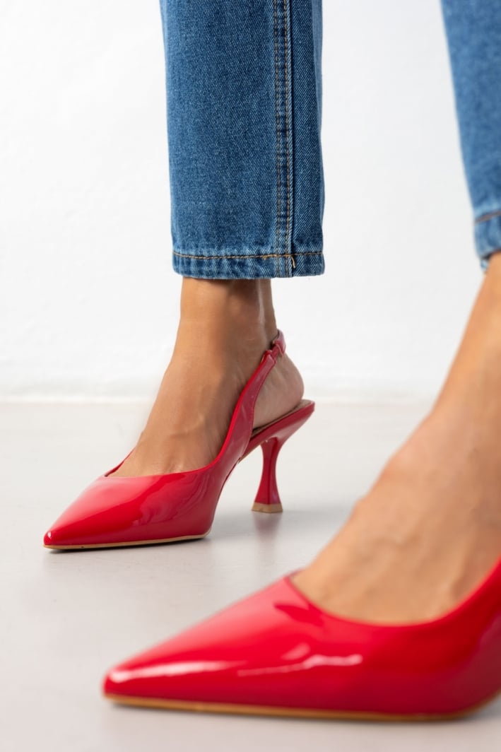Γόβες Slingback μυτερές λουστρίνι ERYNN