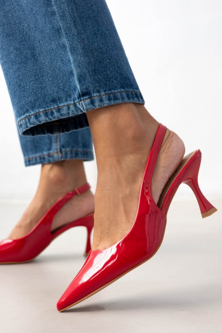 Γόβες Slingback μυτερές λουστρίνι ERYNN