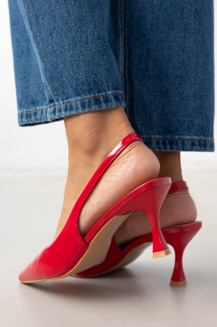 Γόβες Slingback μυτερές λουστρίνι ERYNN
