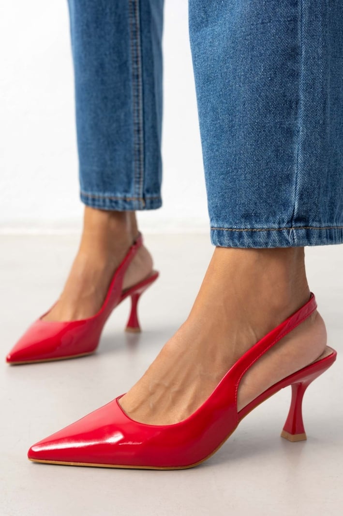Γόβες Slingback μυτερές λουστρίνι ERYNN