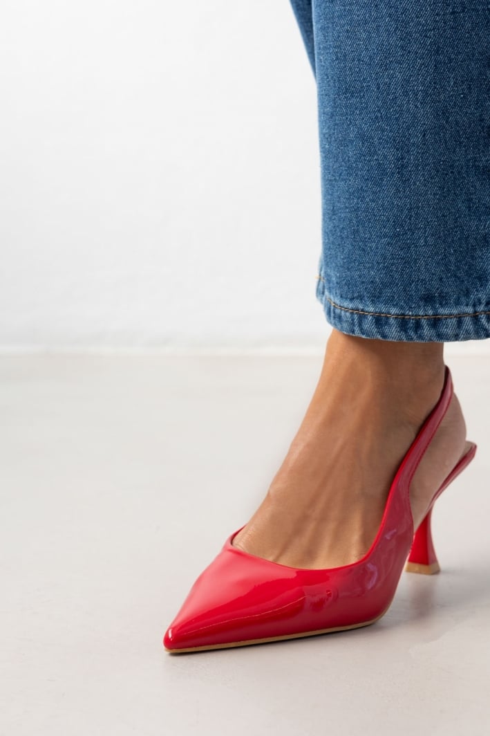 Γόβες Slingback μυτερές λουστρίνι ERYNN