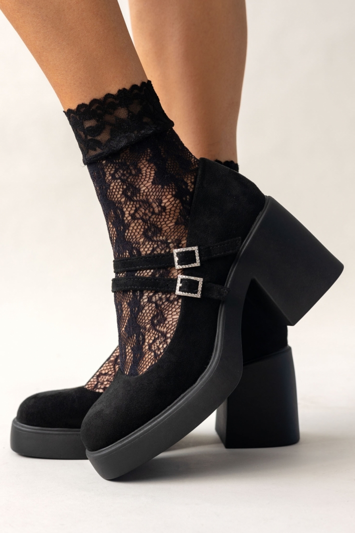 Γόβες suede Mary Jane με διπλή μπαρέτα