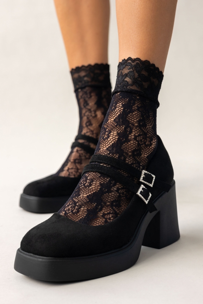 Γόβες suede Mary Jane με διπλή μπαρέτα