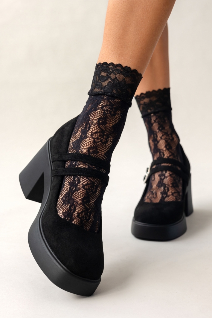 Γόβες suede Mary Jane με διπλή μπαρέτα