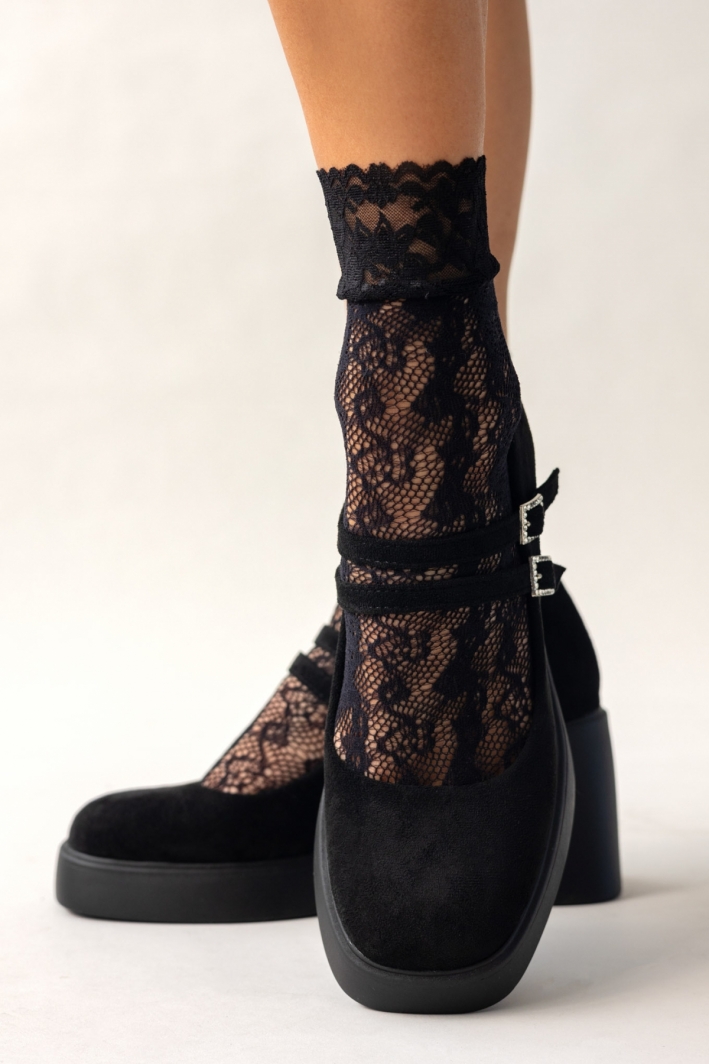 Γόβες suede Mary Jane με διπλή μπαρέτα