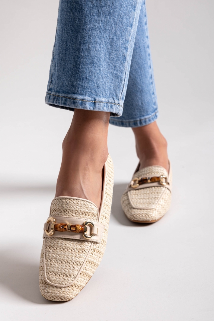 Loafers από ψάθα με πλεκτό σχέδιο Xti 143802