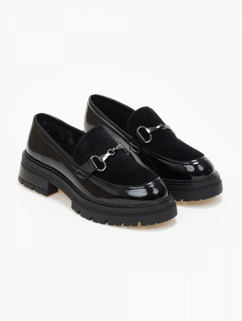 Loafers λουστρίνι με συνθετικό ponyskin