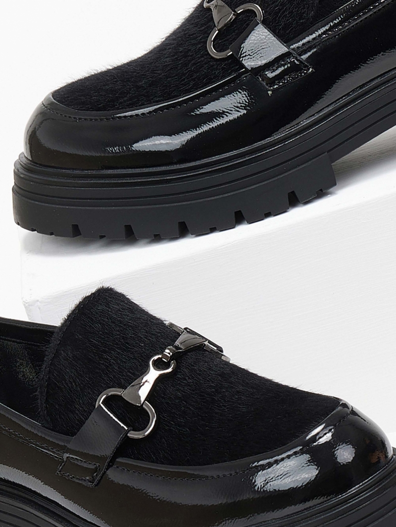 Loafers λουστρίνι με συνθετικό ponyskin