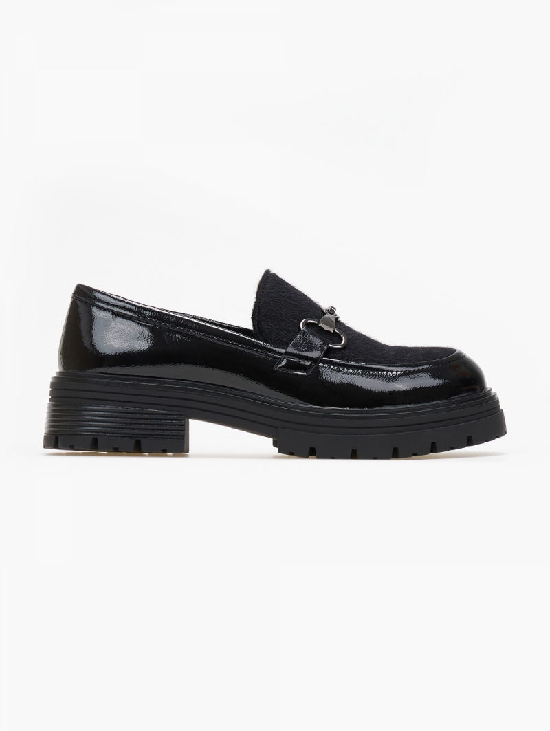 Loafers λουστρίνι με συνθετικό ponyskin