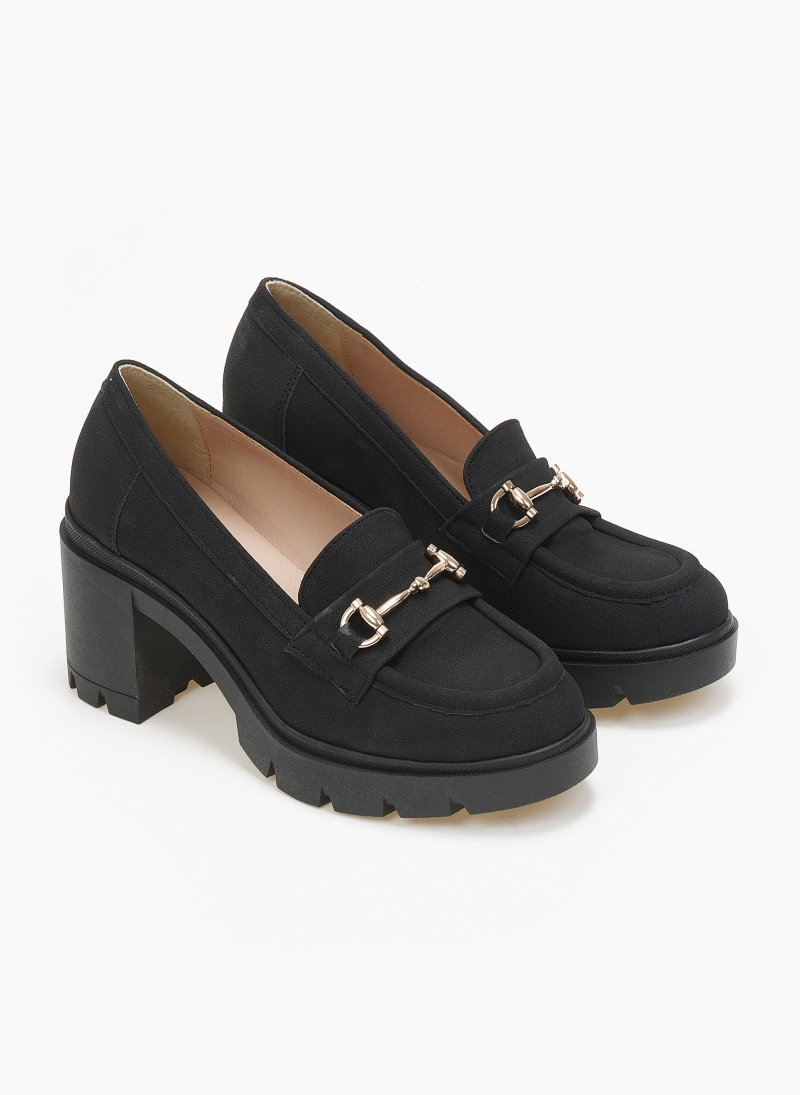 Loafers suede με τακούνι estil