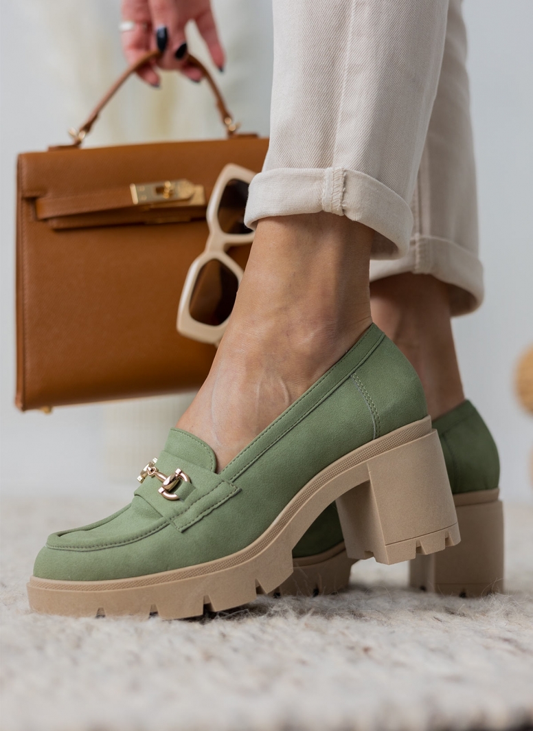 Loafers suede με τακούνι estil