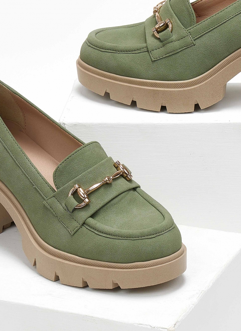 Loafers suede με τακούνι estil