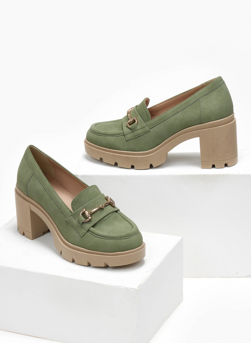 Loafers suede με τακούνι estil