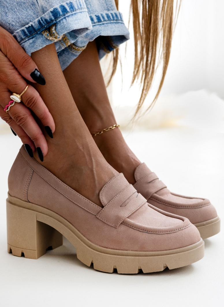 Loafers suede με τακούνι estil