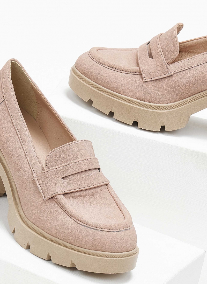 Loafers suede με τακούνι estil