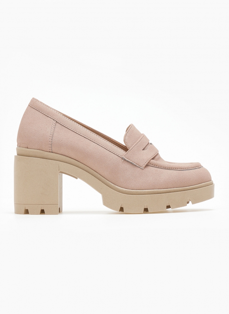 Loafers suede με τακούνι estil
