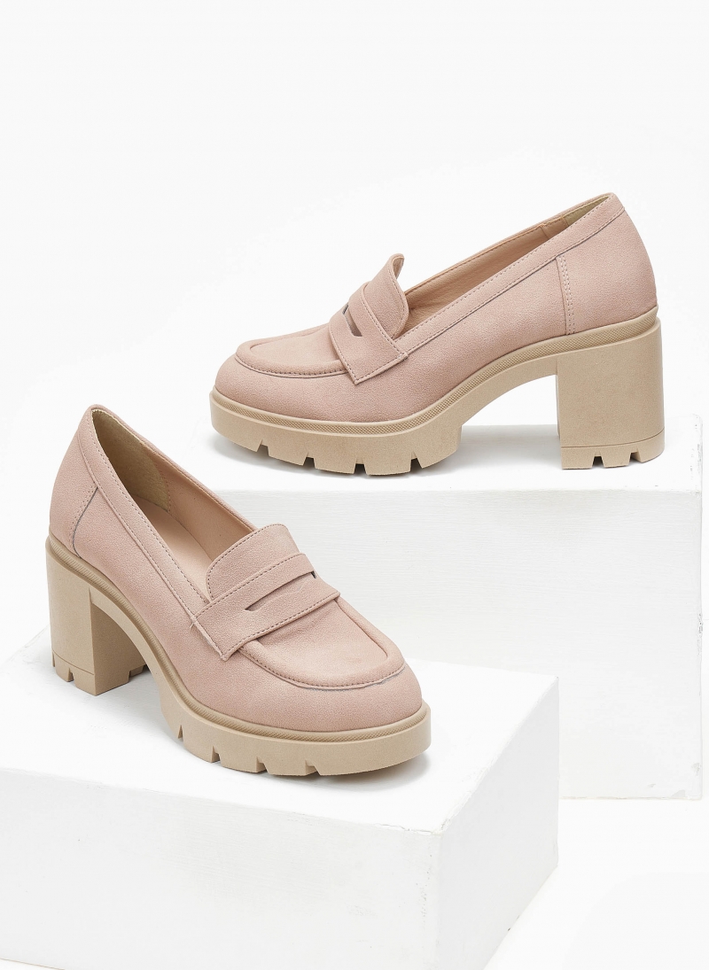 Loafers suede με τακούνι estil