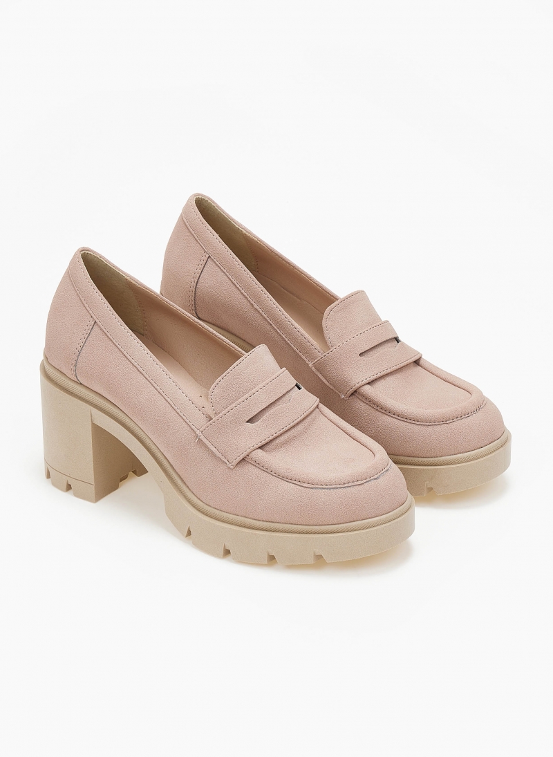 Loafers suede με τακούνι estil