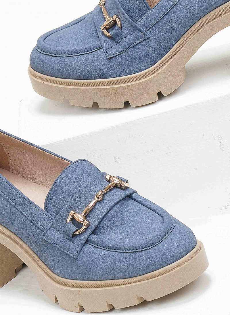 Loafers suede με τακούνι estil