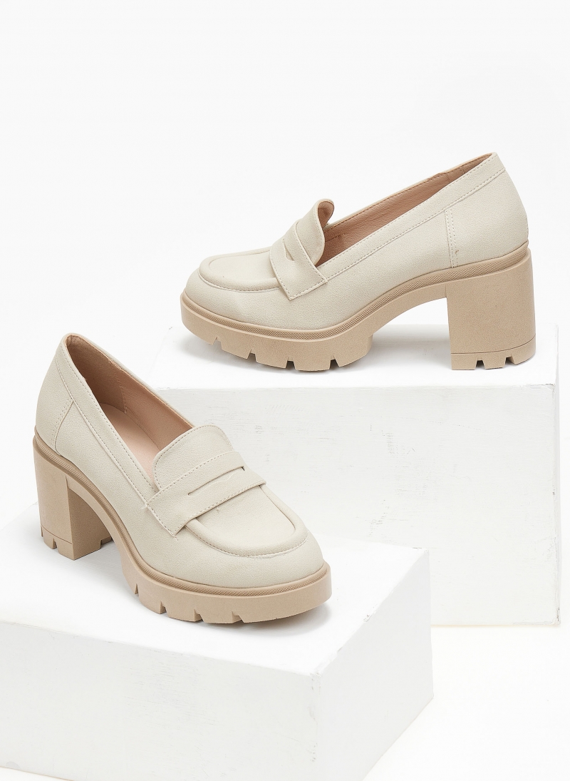 Loafers suede με τακούνι estil