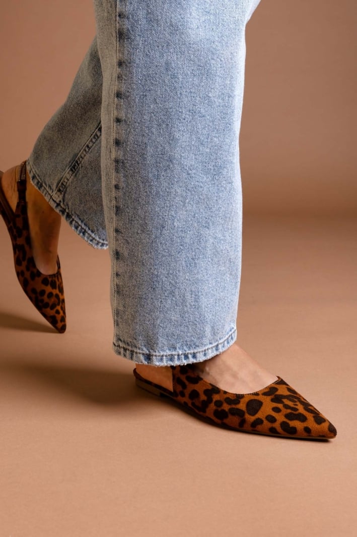 Μπαλαρίνες μυτερές suede slingback με στρας ERYNN