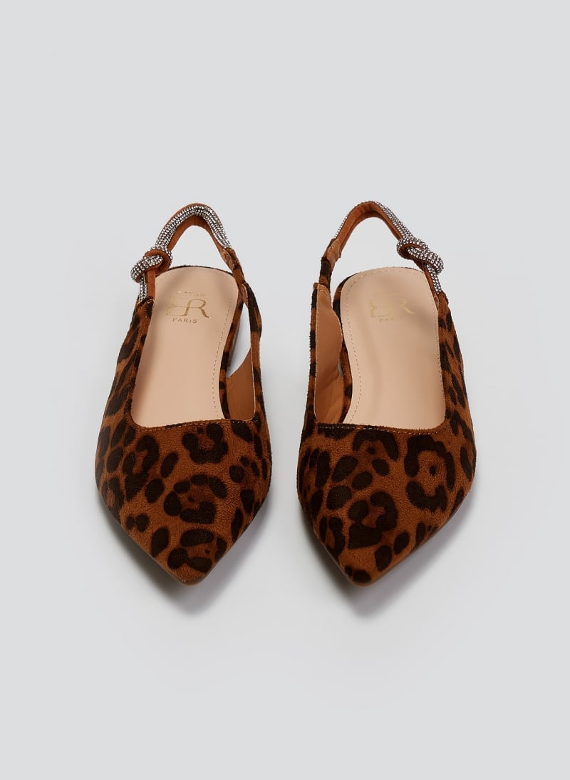 Μπαλαρίνες μυτερές suede slingback με στρας ERYNN