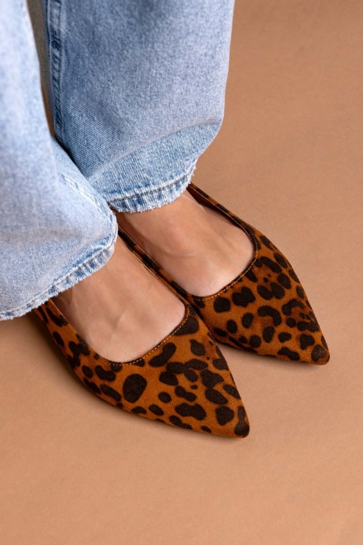 Μπαλαρίνες μυτερές suede slingback με στρας ERYNN