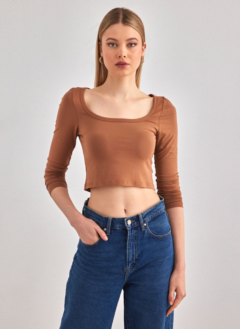 Μπλουζάκι μακρυμάνικο crop top Different-Shop 01-179