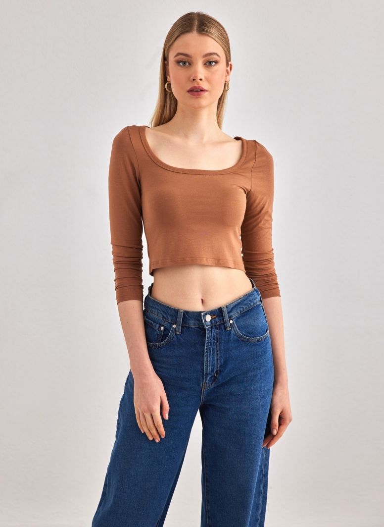 Μπλουζάκι μακρυμάνικο crop top Different-Shop 01-179