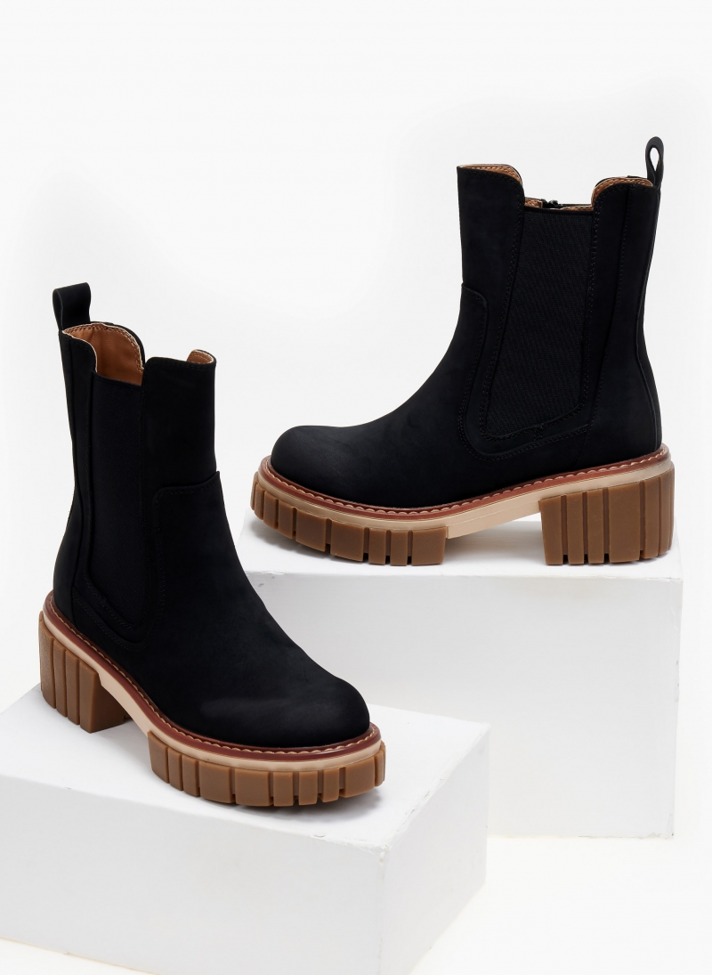 Μποτάκια chelsea suede με chunky σόλα ERYNN