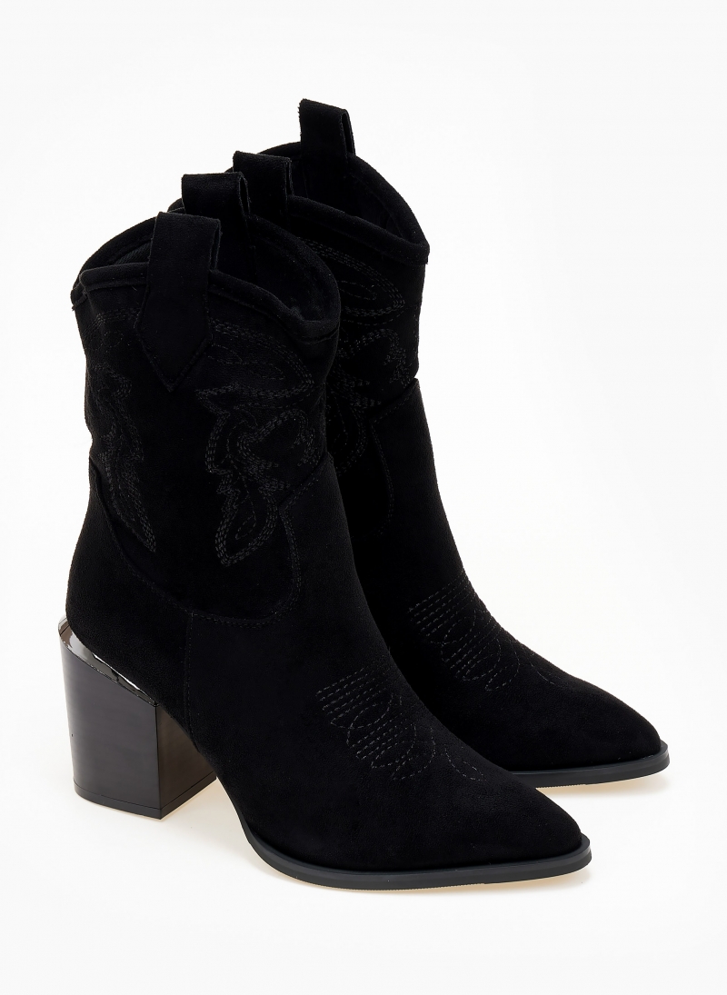 Μποτάκια cowboy suede με ραφές