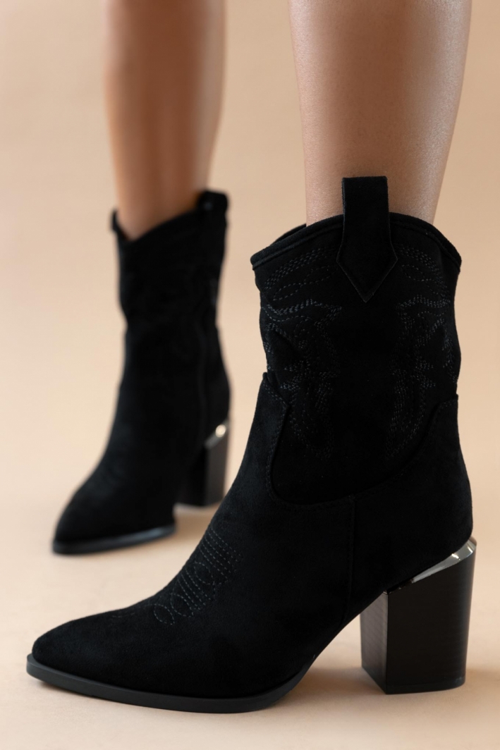 Μποτάκια cowboy suede με ραφές
