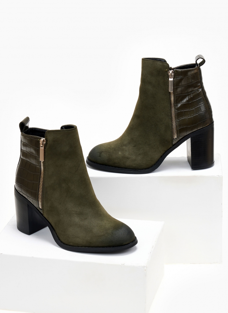 Μποτάκια suede με ανάγλυφο pattern Erynn