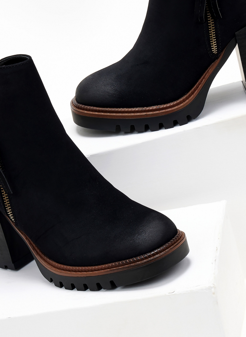Μποτάκια suede με εξωτερικό φερμουάρ ERYNN