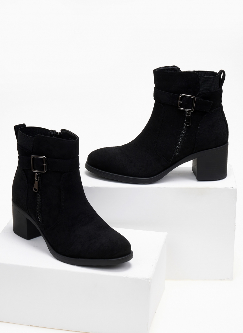 Μποτάκια suede με φερμουάρ