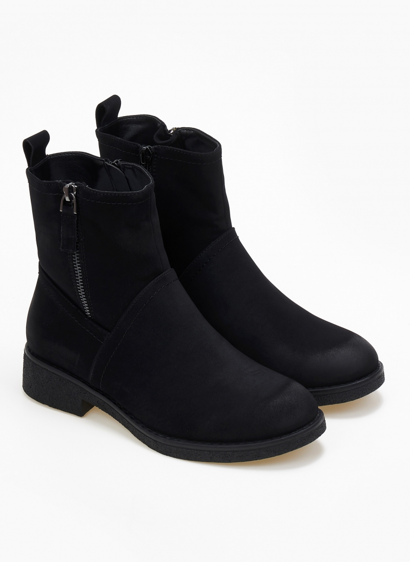 Μποτάκια suede με φερμουάρ