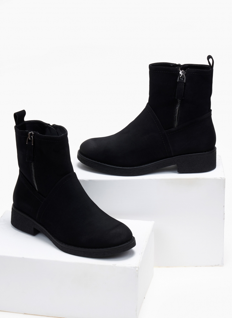Μποτάκια suede με φερμουάρ