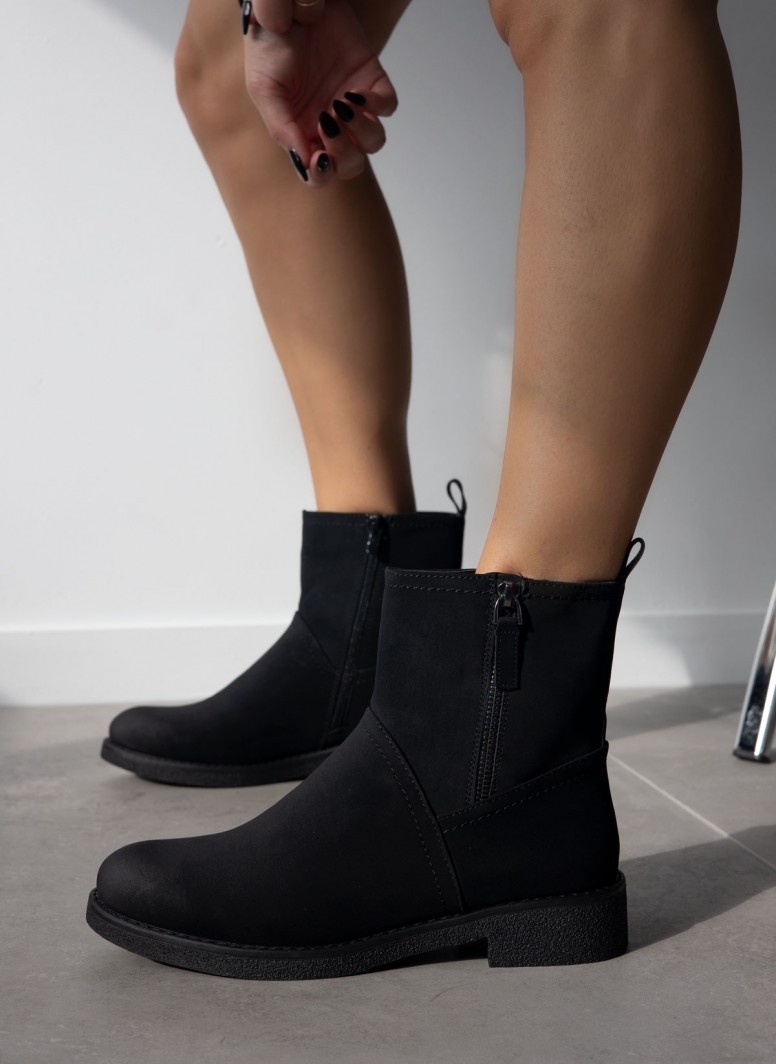 Μποτάκια suede με φερμουάρ