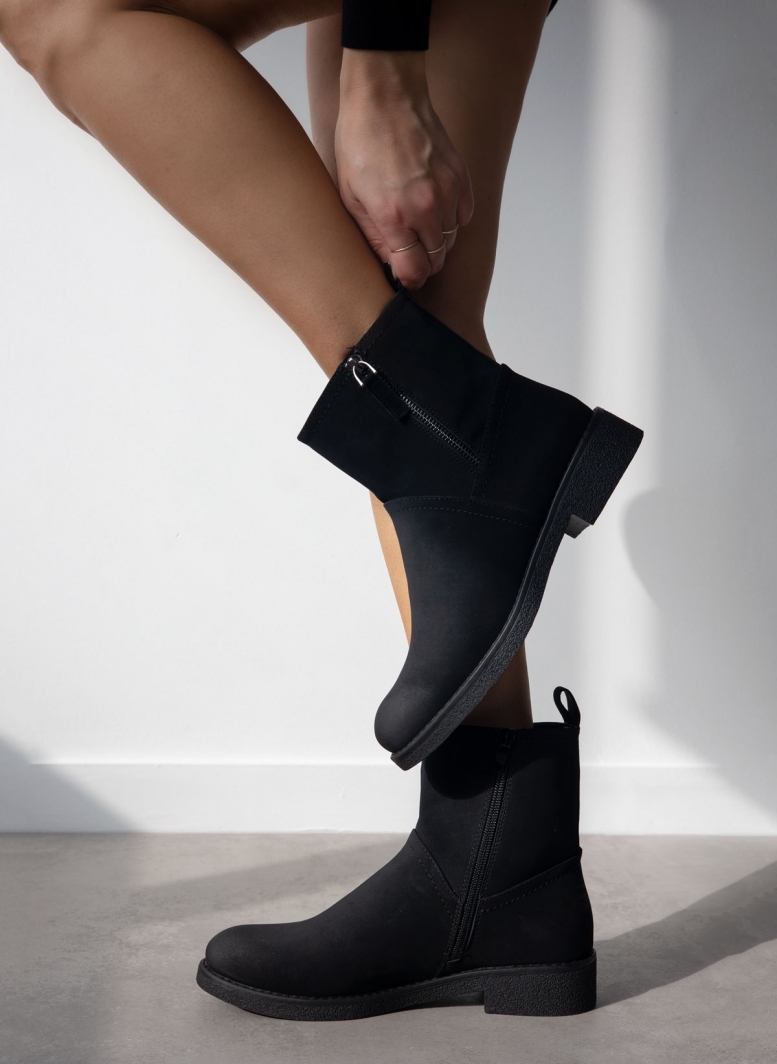 Μποτάκια suede με φερμουάρ